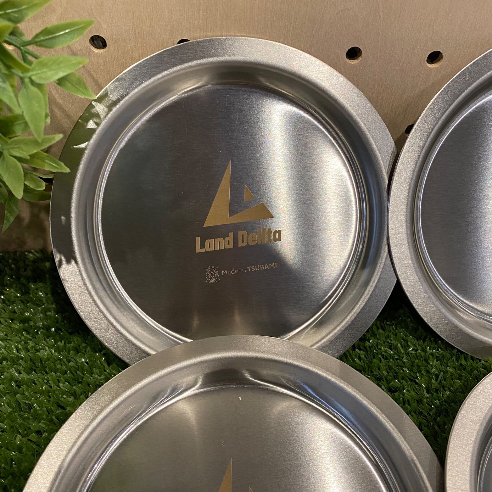 【新品】ステンレス リッド ロゴデザイン&times;4枚セット［シェラカップの蓋にも］Land Dellta 13cm Made in TSUBAME 燕三条製 日本製  メール便