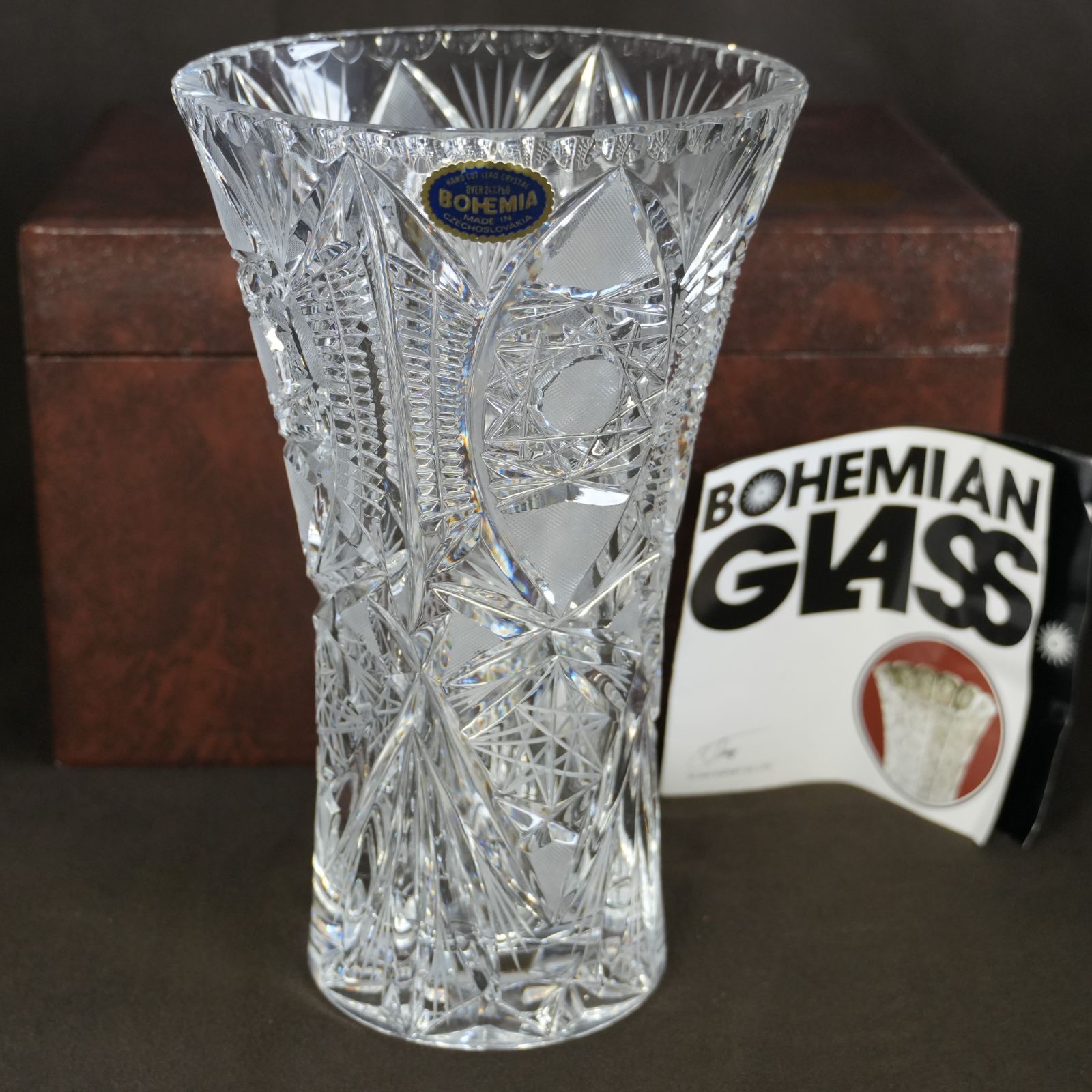 IM] ボヘミアガラス 花瓶 クリスタルガラス チェコ 高さ20cm 現状品