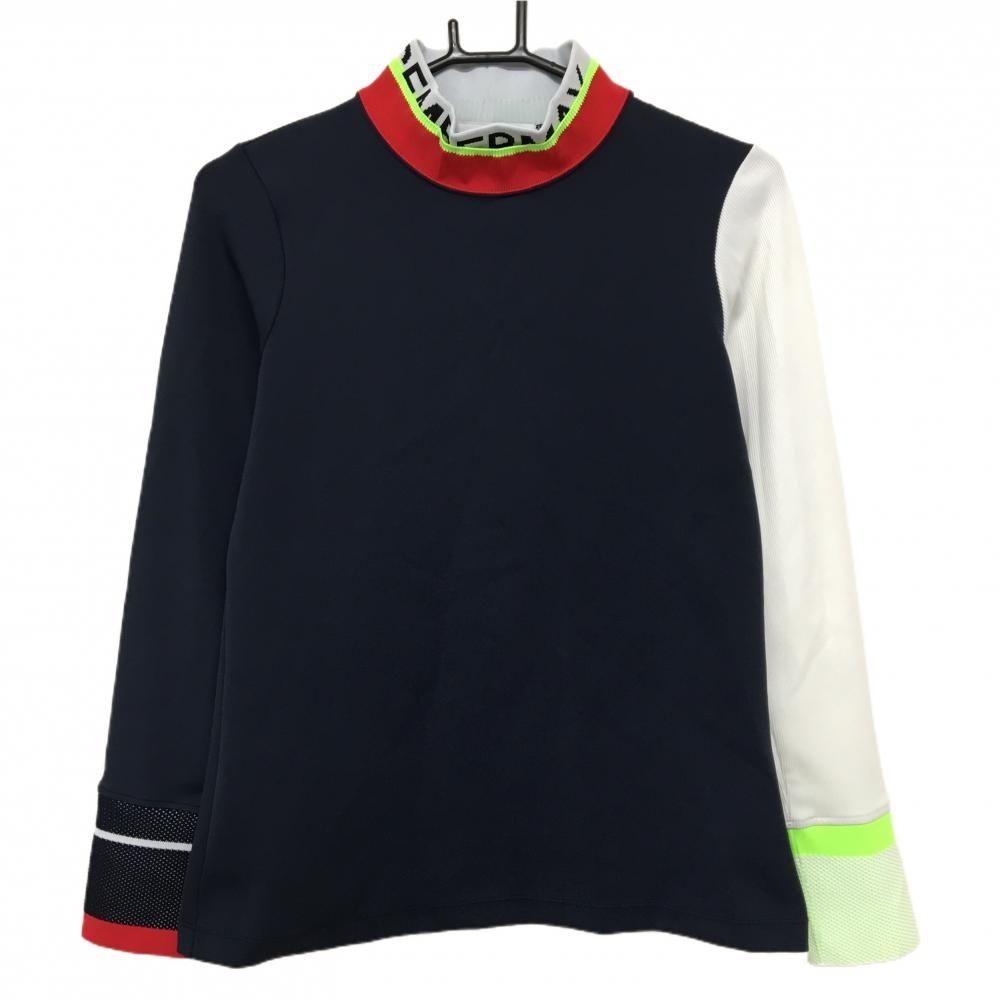 超美品】ディセンバーメイ 長袖ハイネックシャツ ネイビー×白×レッド