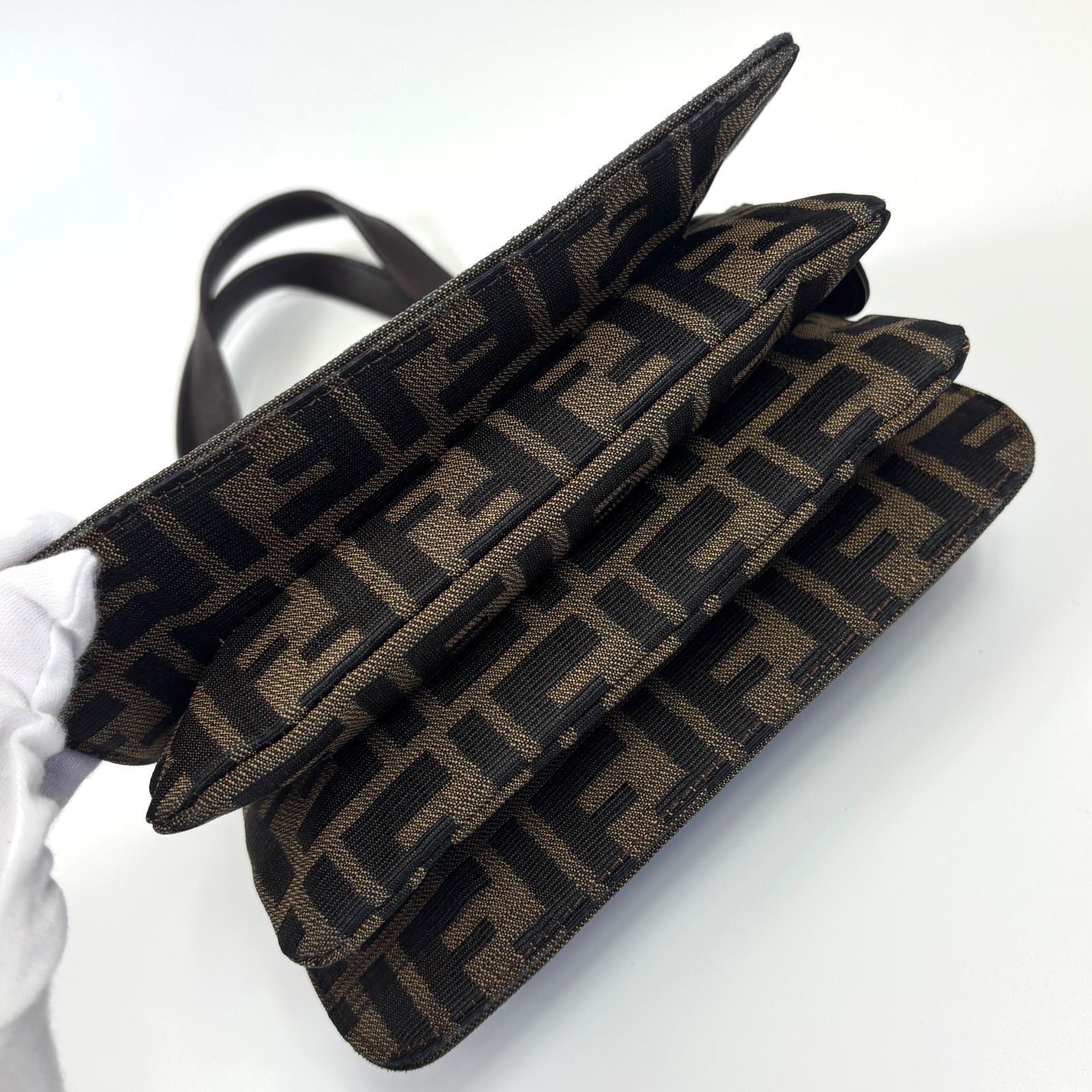 FENDI フェンディ ズッカ ミニ ハンドバッグ ゴールド金具 ロゴ 総柄