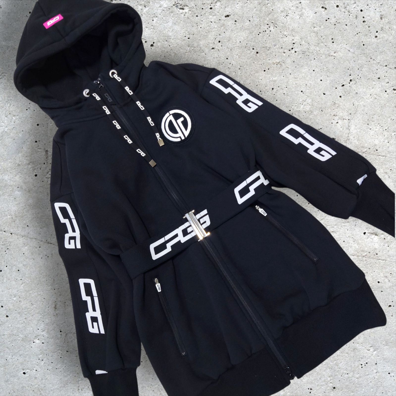 極美品 CPG GOLF ベルト付き ワンピース 裏起毛 ロング丈 パーカー