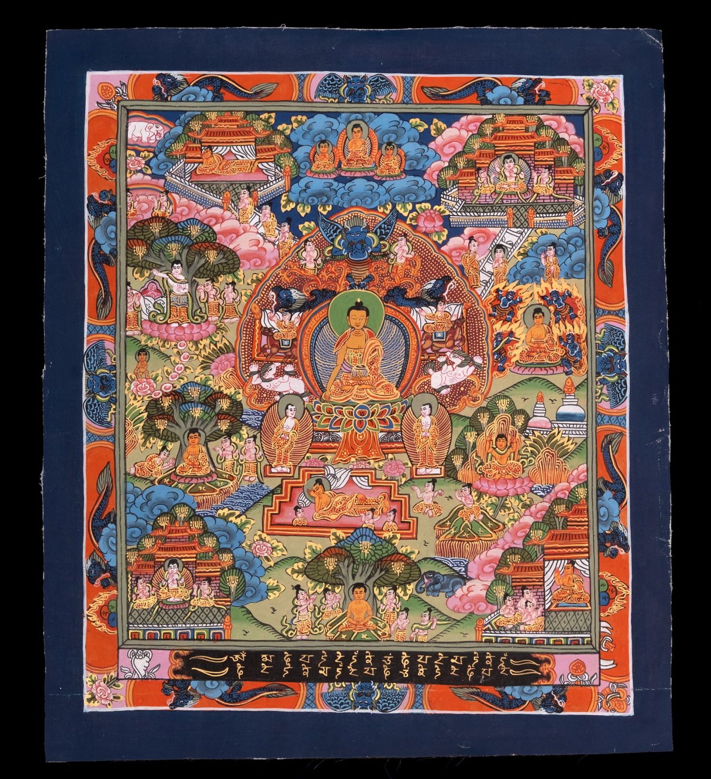 釈迦牟尼佛曼荼羅　マンダラ：タンカサイズ46cm×57cm　仏画 一点物〕タンカ - 釈迦牟尼仏曼荼羅[37cm x 31cm] / 釈迦牟尼仏曼荼羅