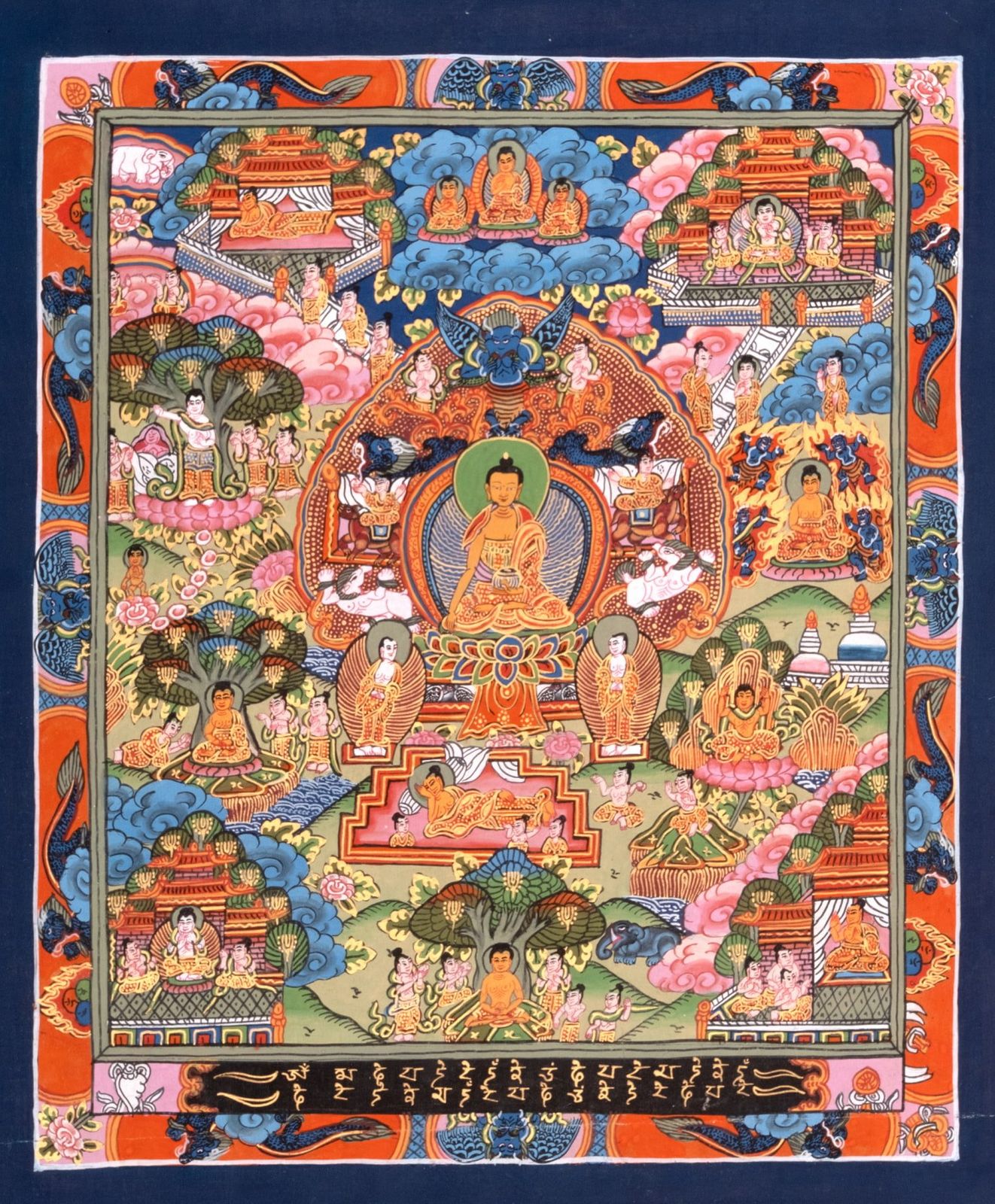 一点物〕タンカ - 釈迦牟尼仏曼荼羅[37cm x 31cm] / 釈迦牟尼仏曼荼羅