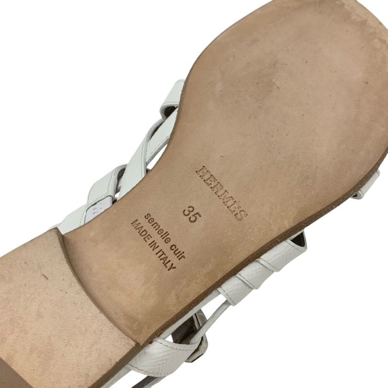 エルメス レザー ケリー金具 ストラップ トング サンダル ホワイト エルメス HERMES サンダル 靴 シューズ レザー ホワイト 白 シルバー