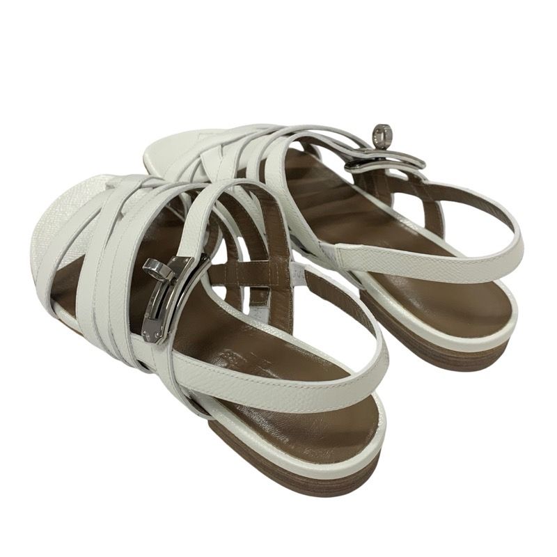 エルメス HERMES サンダル 靴 シューズ レザー ホワイト 白 シルバー