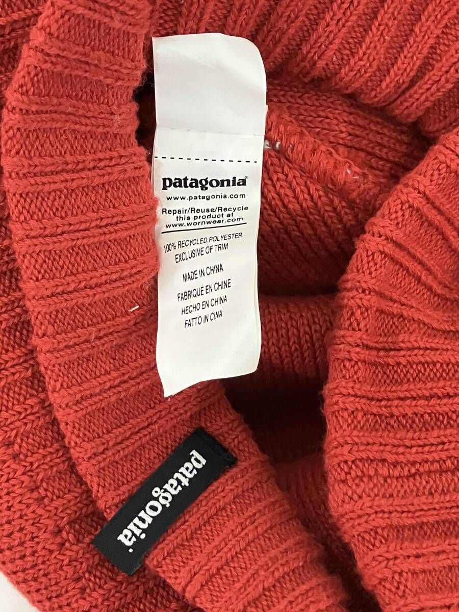 PATAGONIA パタゴニア ニット帽 ボンボン ビーニー 総柄 レッド ポリエステル100% 中国製 パタゴニア ボンボン patagonia キッズファッション小物 WEAR パウダーダウンビーニー