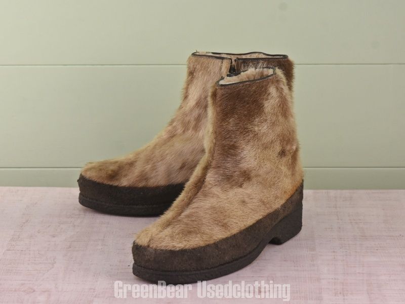 E061 西ドイツ製 Salamander ビンテージ エスキモーブーツアザラシ毛 メンズ 7 25cm