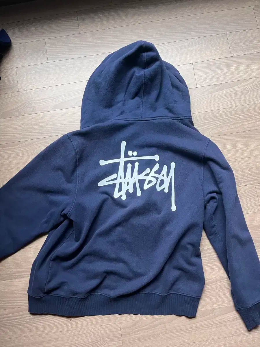 STUSSY ベーシック フードジップアップ 安い ネイビー L STUSSY