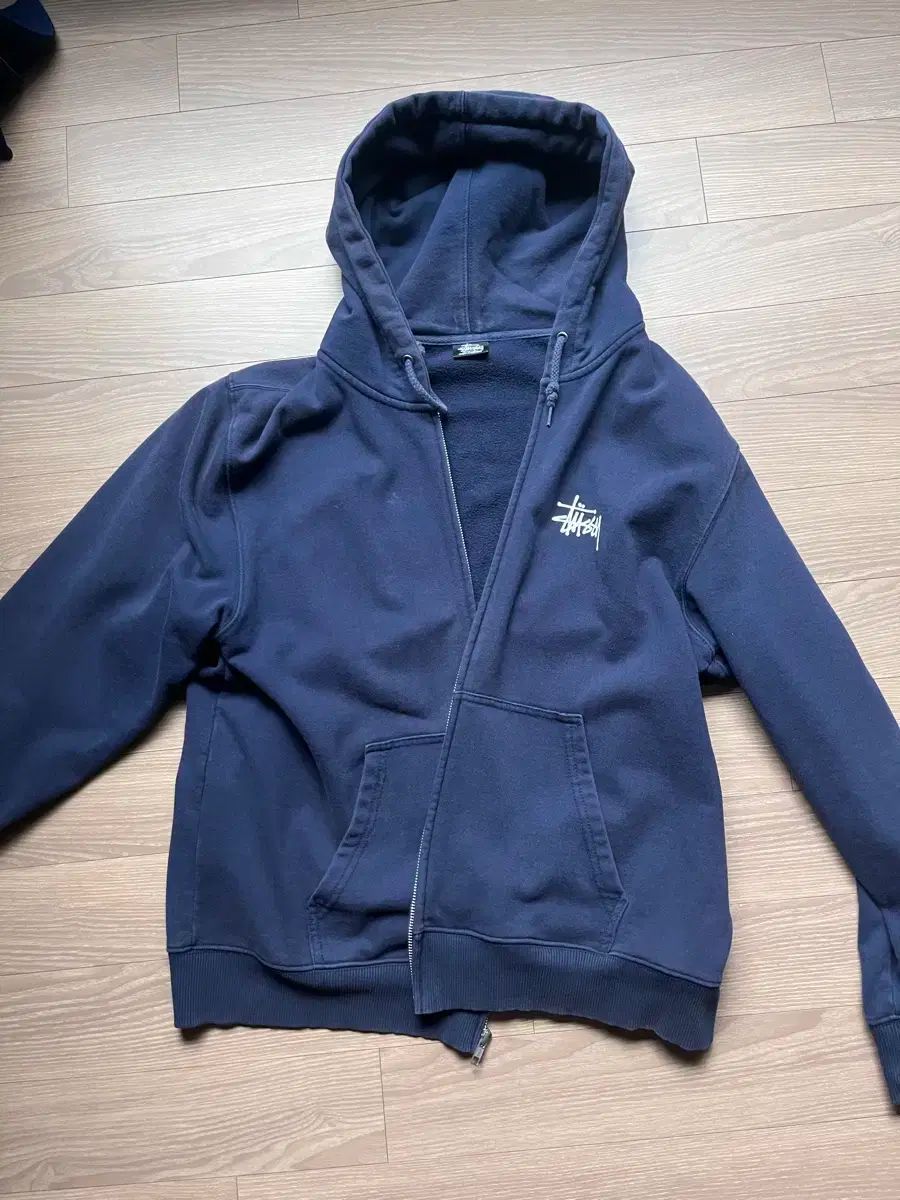 STUSSY ベーシック フードジップアップ 安い ネイビー L STUSSY