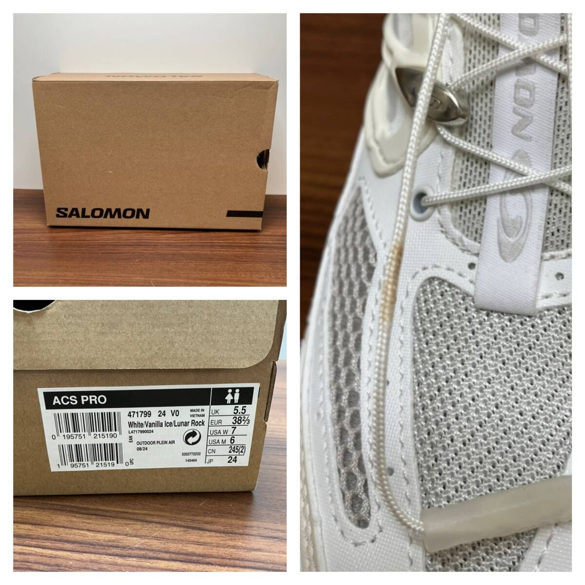 ☆SALOMON サロモン ACS PRO 471799 スニーカー24cm ホワイト 箱あり 