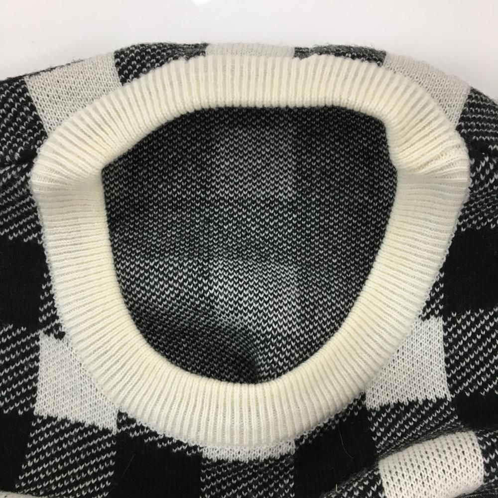 美品】ジャックバニー セーター 白×黒 ブロックチェック ウール混