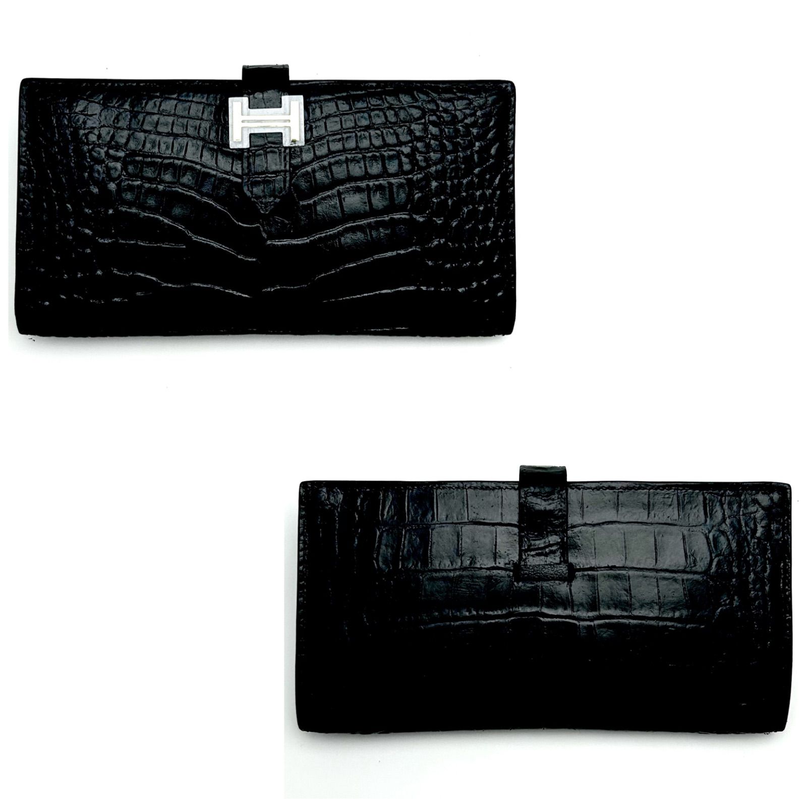 【大人気モデル】赤字価格の為値下げ不可⚠️エルメス♦︎ベアンスフレ♦︎ブラック 超〜ピカピカ✨✨大赤字の最終限界価格‼️】ベアンスフレ 長財布