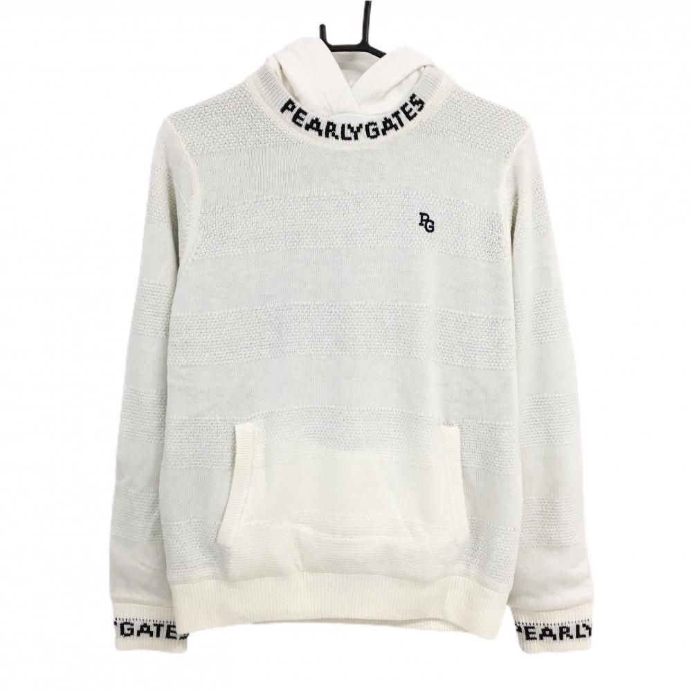 美品】パーリーゲイツ 3WAYツインセーター 白 ニット ボーダー編み