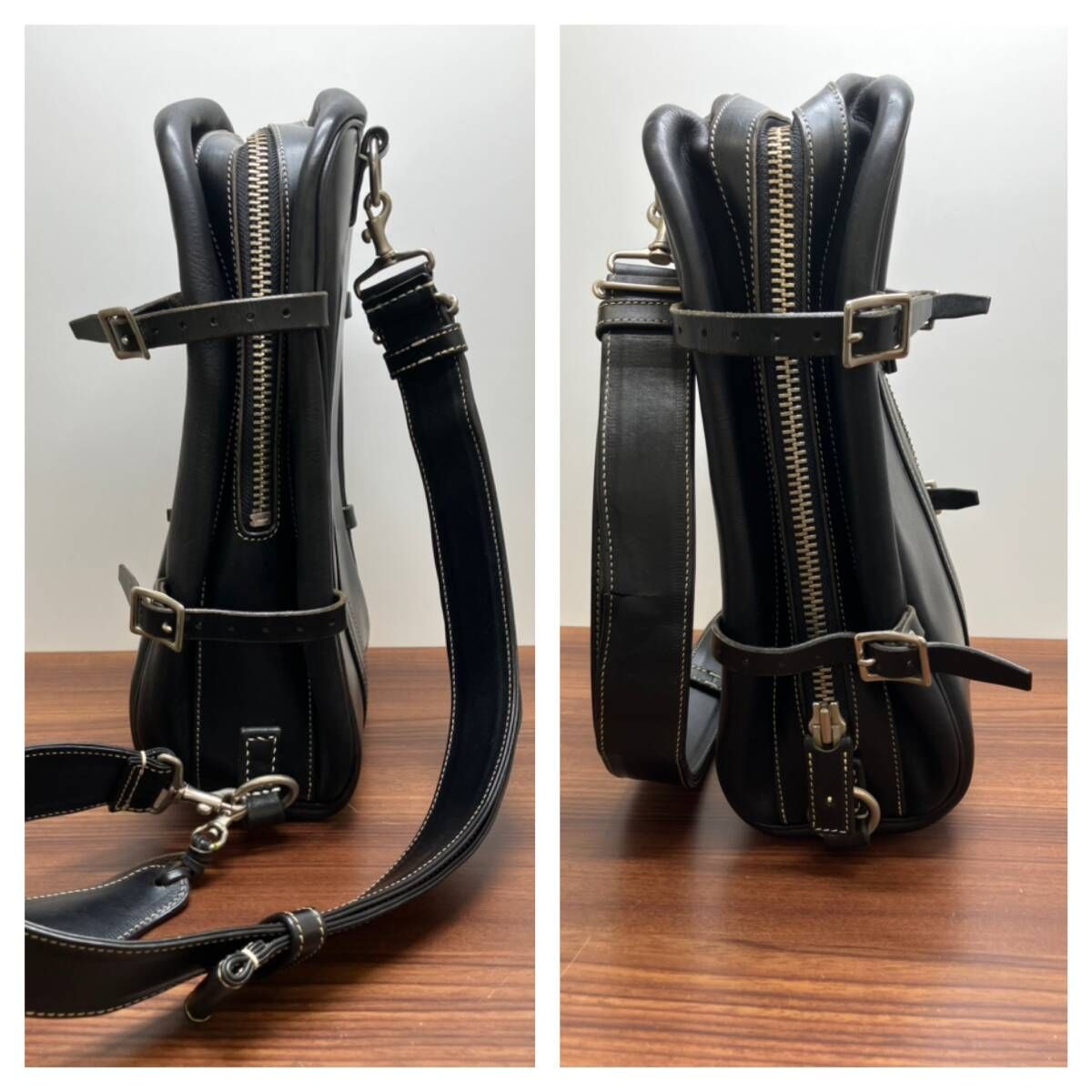 ★PAILOT RIVER パイロットリバー RED MOON ボディバッグ 斜め掛け メンズバッグ ブラック レザー 替えベルトあり