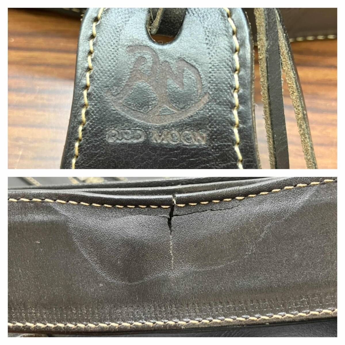 ★PAILOT RIVER パイロットリバー RED MOON ボディバッグ 斜め掛け メンズバッグ ブラック レザー 替えベルトあり