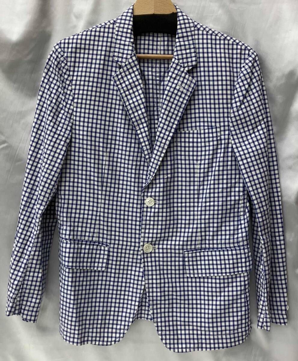美品✨コムデギャルソン　テーラードジャケット　チェック　ブルー　L COMME des GARCONS（チェック ・ テーラードジャケット）のフリマ