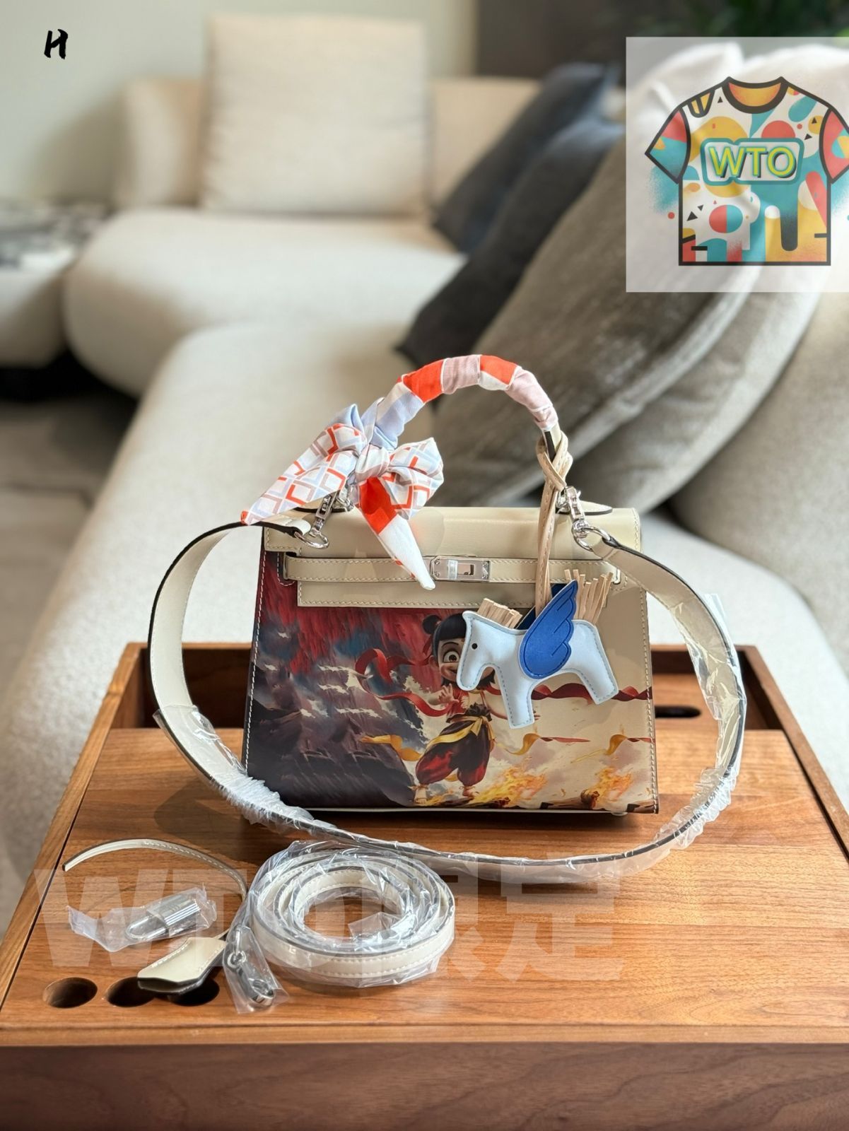 今日特価】Herm?s Kelly Box Leather 25cm NEZHA Co-Branded Graffiti