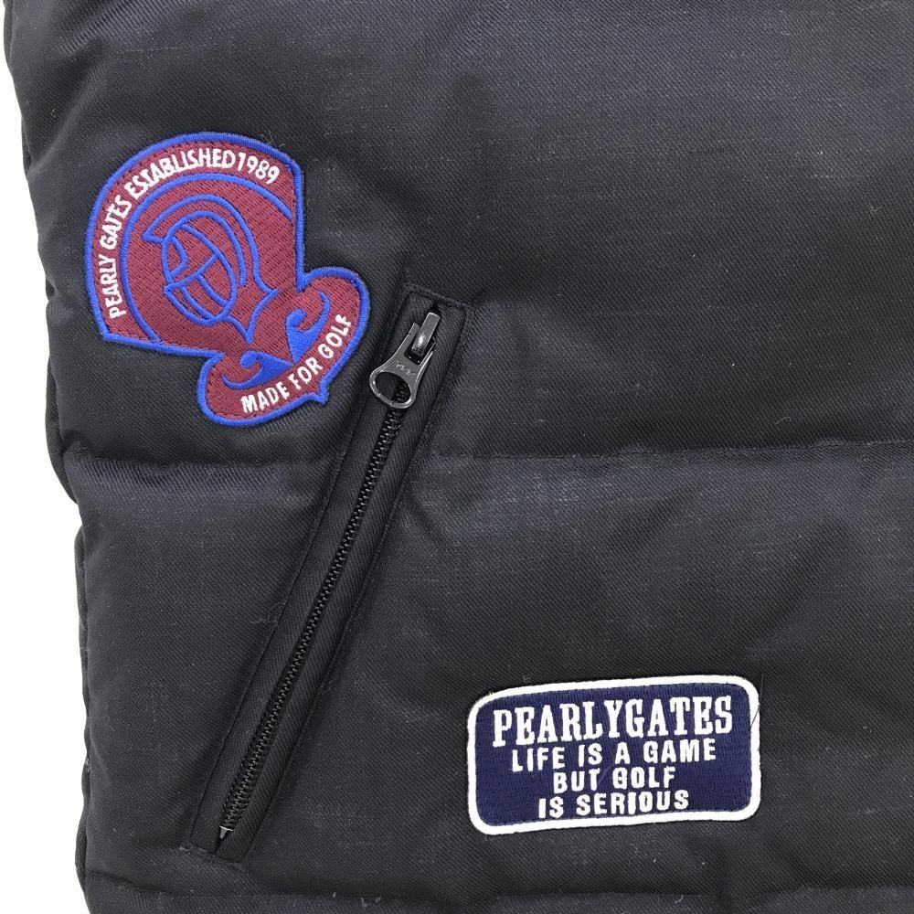 超美品】パーリーゲイツ ダウンベスト 黒 複数ワッペン レディース 1(M