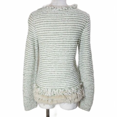 ルネ Rene 美品 ニットジャケット ラビットファー フリンジ ノーカラー
