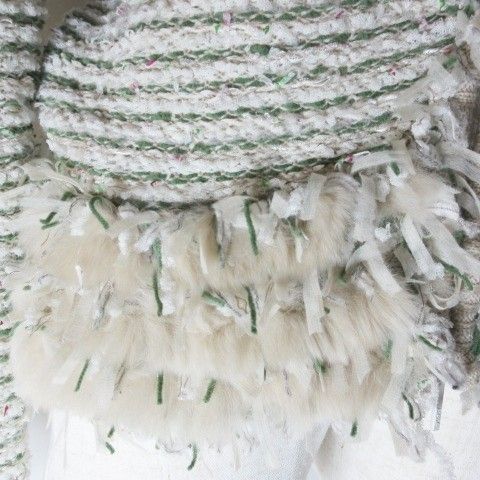 ルネ Rene 美品 ニットジャケット ラビットファー フリンジ ノーカラー