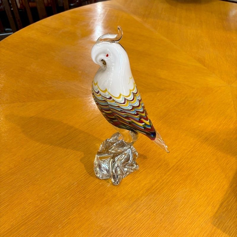 レトロ マルティグラス オウム 高さ33cm ガラス 置物 インテリア