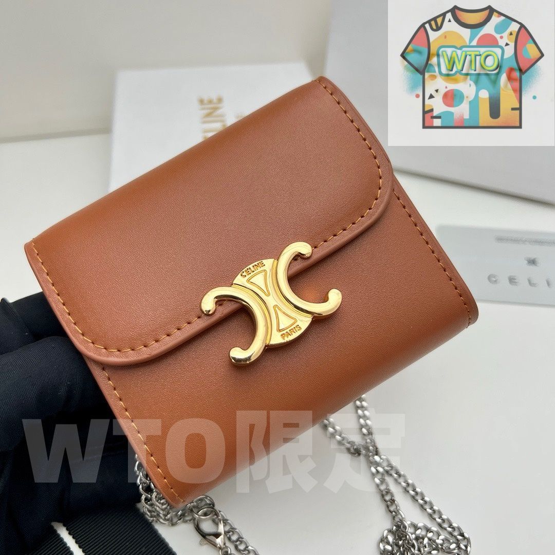 本日限定】?Celine トリオンフ チェーンウォレット 10783 ? 高級本革