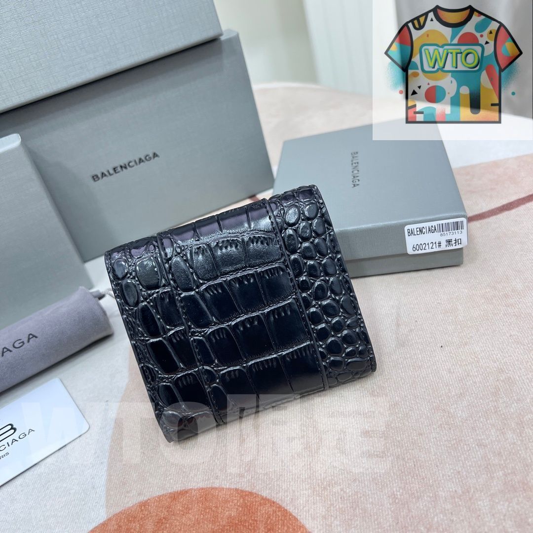 今日特価】Balenciaga ミニウォレット, シャイニークロコダイル