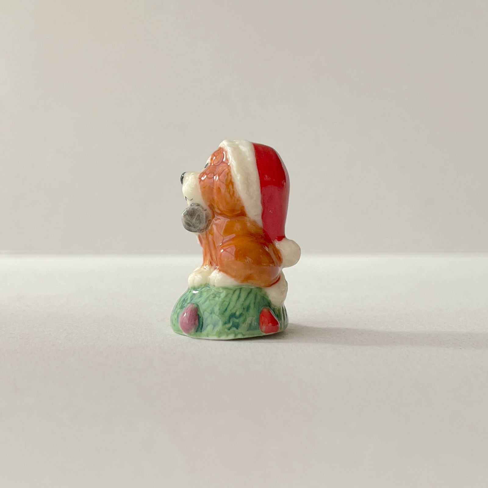 赤とゴールドのベカシーヌ フェーブ レア フェーヴ フランス 陶器 置物