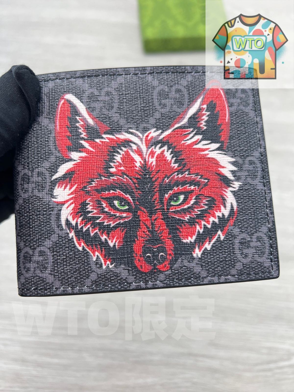 本日限定特価】GUCCI GGスプリーム レッドウルフプリント ウォレット