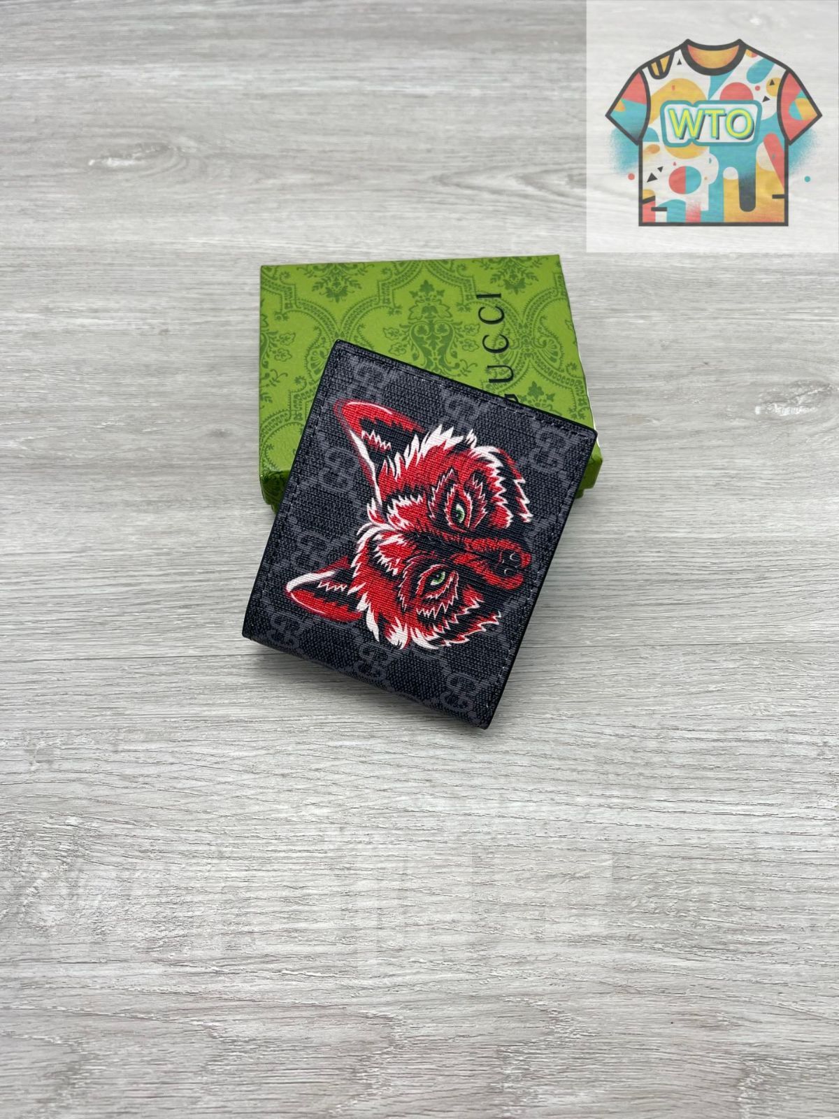 本日限定特価】GUCCI GGスプリーム レッドウルフプリント ウォレット