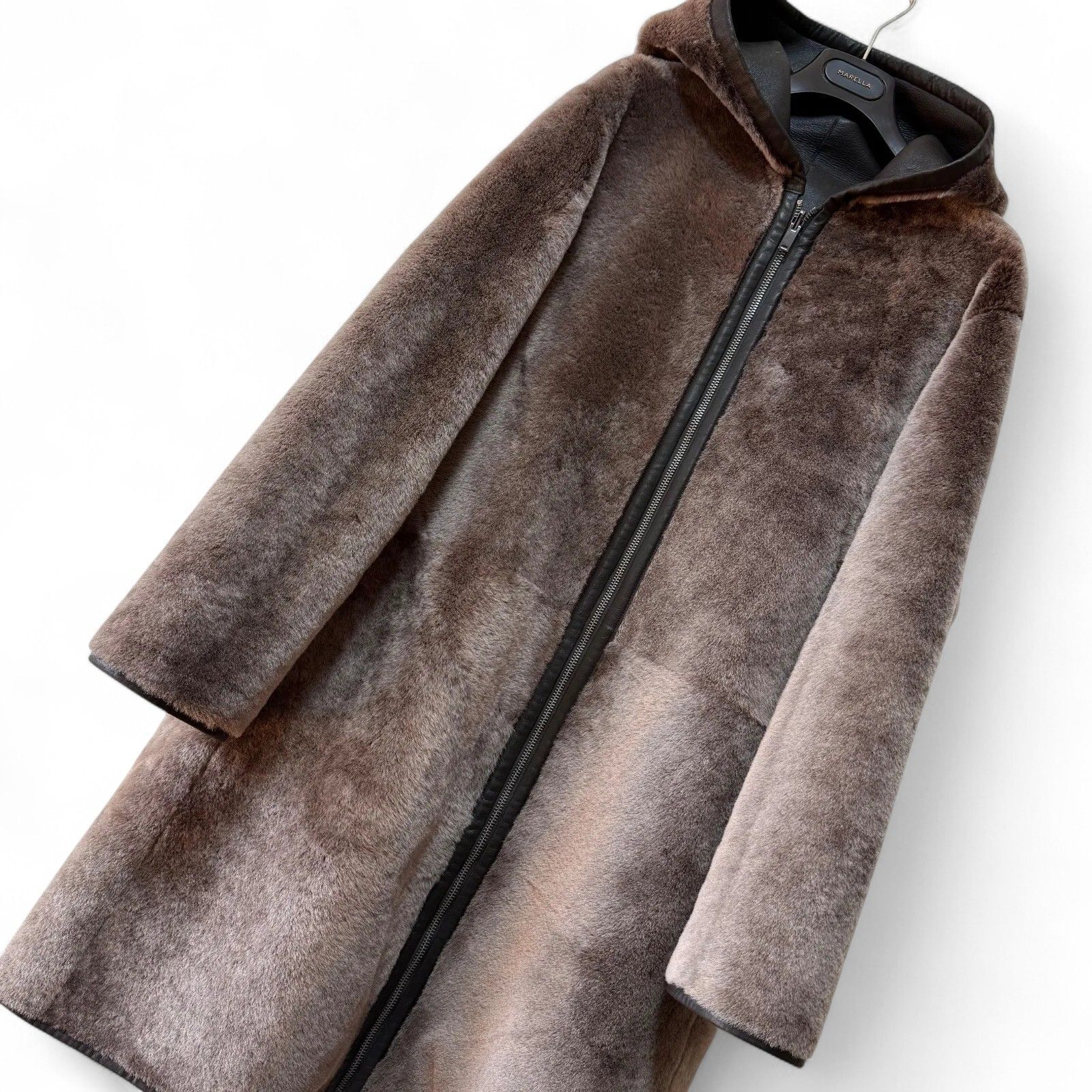 極美品 22AW Theory リバーシブル ムートンコート フード シアリング