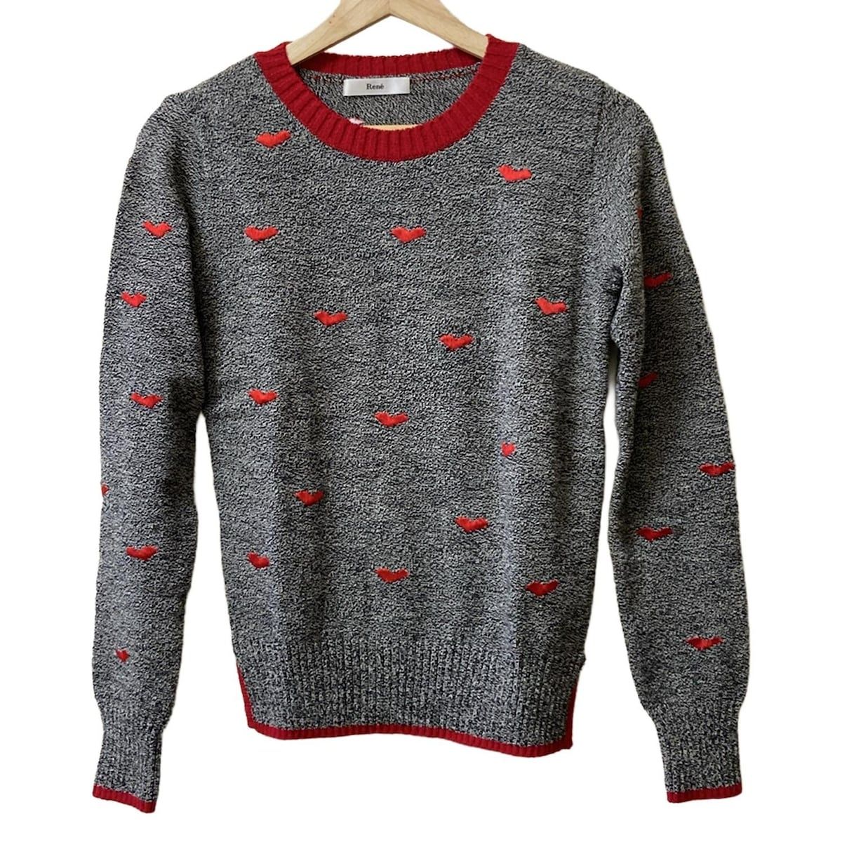 - Rene(ルネ) rene リボン ブラック 0 ルネ Rene 長袖セーター サイズ34 S - 黒 レディース 2020年/ジップアップ/パール/ラインストーン トップス