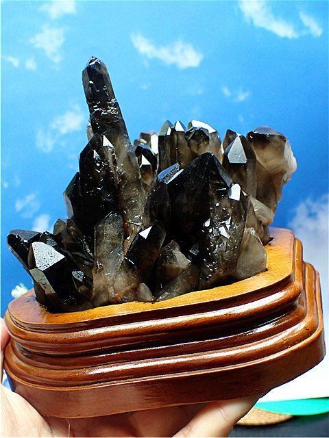 AAA級【魔除け】◇天然モリオン(黒水晶）クラスター141C6-131C59 AAA級