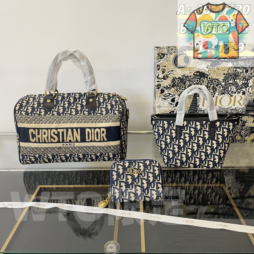 本日特価] TOP New 高品質3点セット - Dior ブルーピローバッグ +