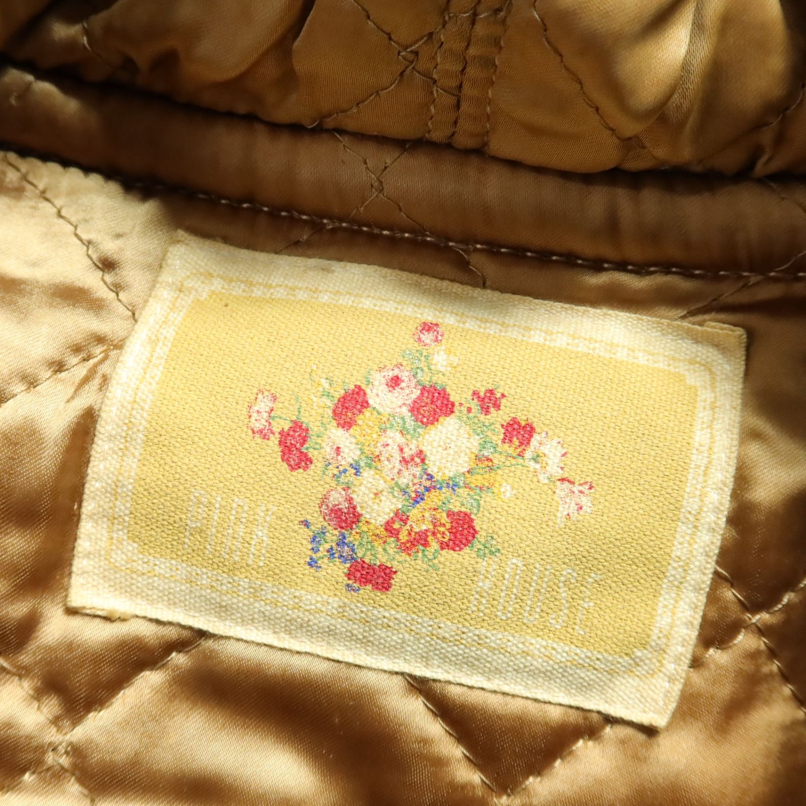 美品】ピンクハウス☆ローズ刺繍♪チェックのダッフルコート フーディ