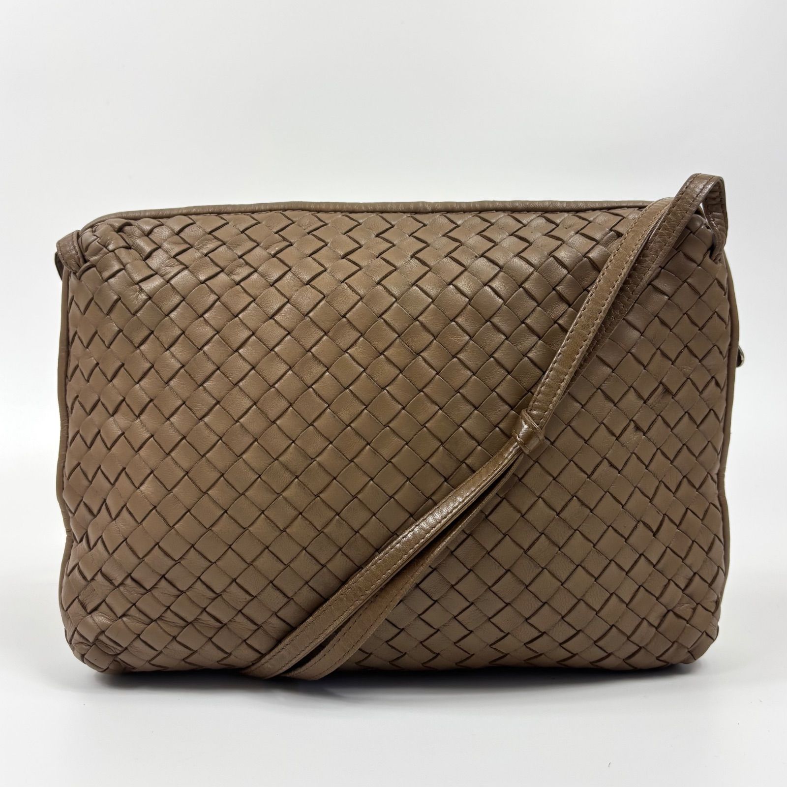 Vintage BOTTEGA VENETA イントレチャート ハンドバッグ 茶 BOTTEGA VENETA ボッテガヴェネタ イントレチャート ショルダーバッグ