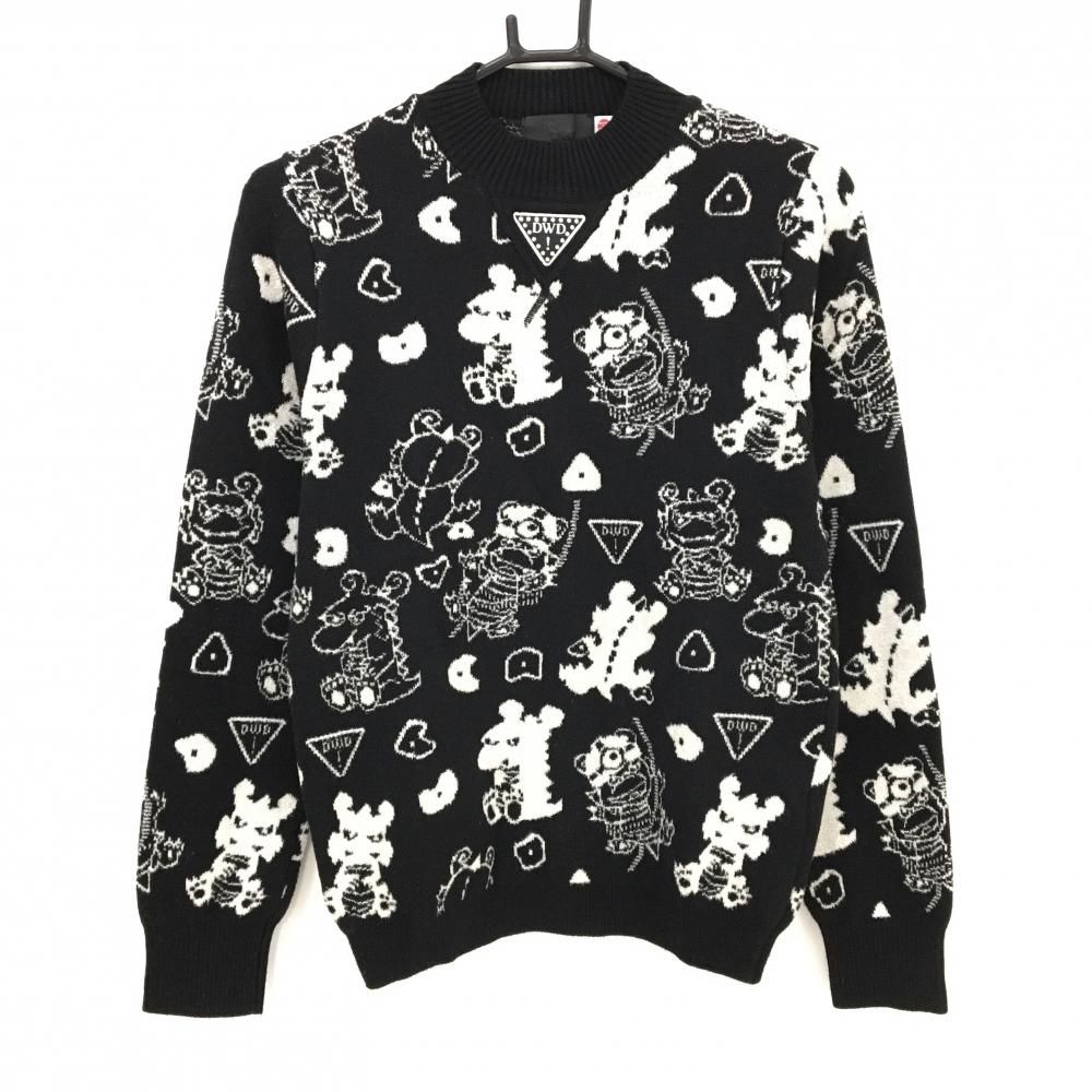 美品】ダンスウィズドラゴン ハイネックセーター 黒×白 チビドラ総柄