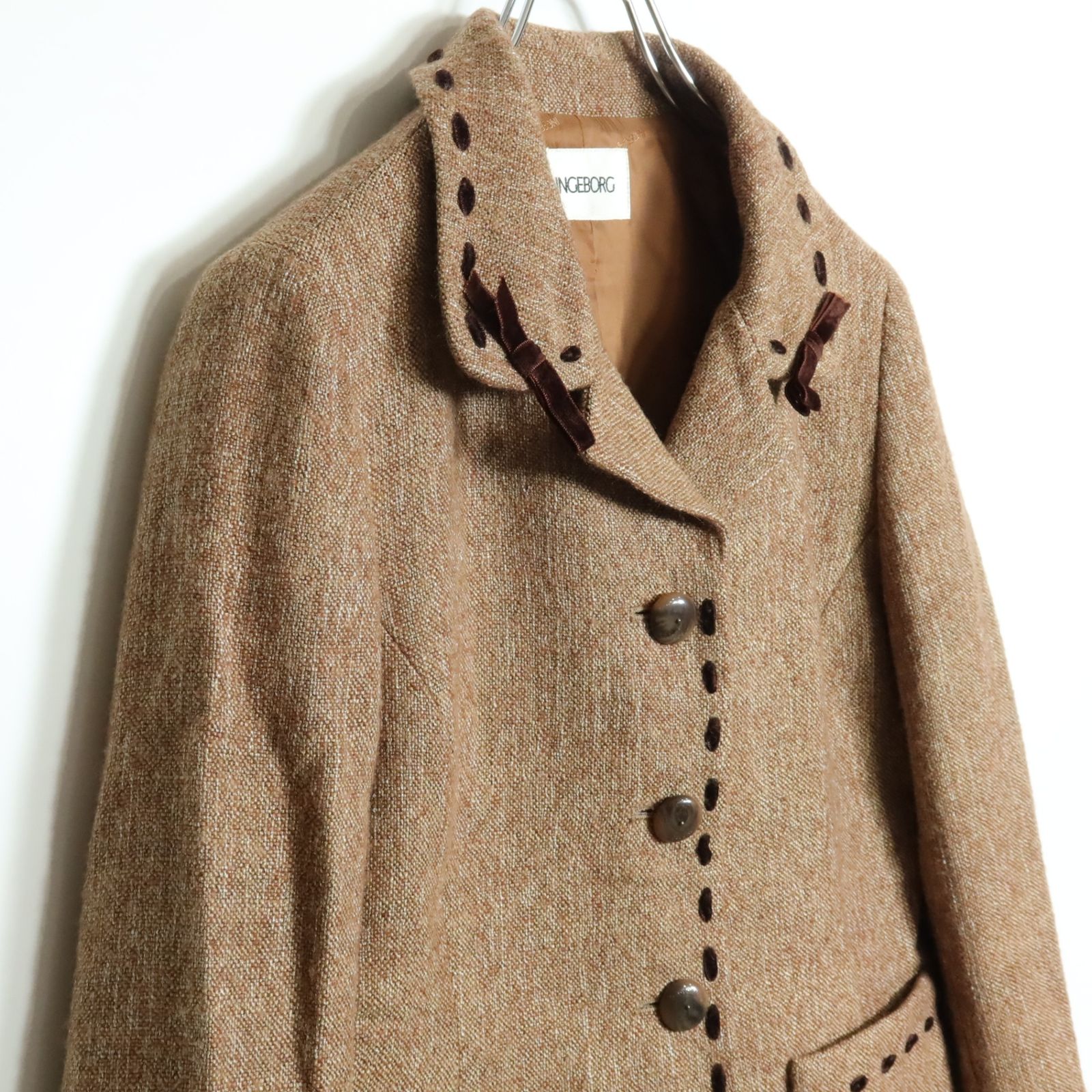 インゲボルグ　ジャケット インゲボルグ☆ジャケット サイズM 茶系 ベロアリボン付き♪無地