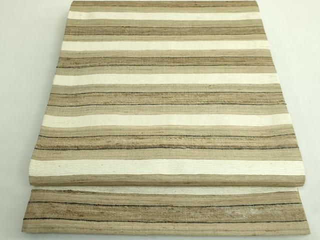 野蚕糸 インド原産 ムガシルク 袋帯 全通柄 横段 証紙 未使用 イ5943 野蚕糸 インド原産 ムガシルク 袋帯 全通柄 横段 証紙 未使用 イ5943