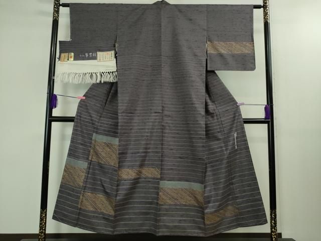 正絹 手織り 牛首紬 白山工房 三代目川村久太郎 平和屋着物□極上 二代目 川村久太郎 石川県指定無形文化財 牛首紬