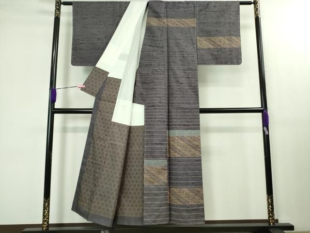 正絹 手織り 牛首紬 白山工房 三代目川村久太郎 平和屋着物□極上 二代目 川村久太郎 石川県指定無形文化財 牛首紬