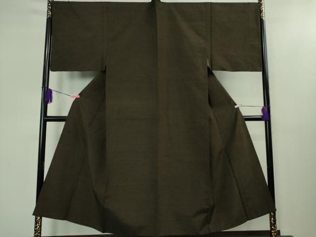 平和屋着物■極上　男性　紬　アンサンブル　長羽織　色無地　赤墨茶色　逸品　DZAB1577kh5 平和屋着物□極上 男性 紬 アンサンブル 長羽織 色無地 赤墨茶色 逸品