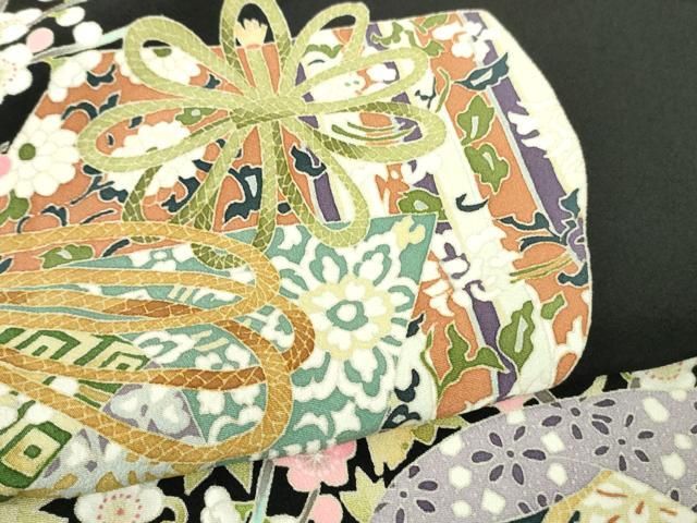 平和屋着物□極上 本加賀友禅作家 柿本市郎 黒留袖 仕覆花