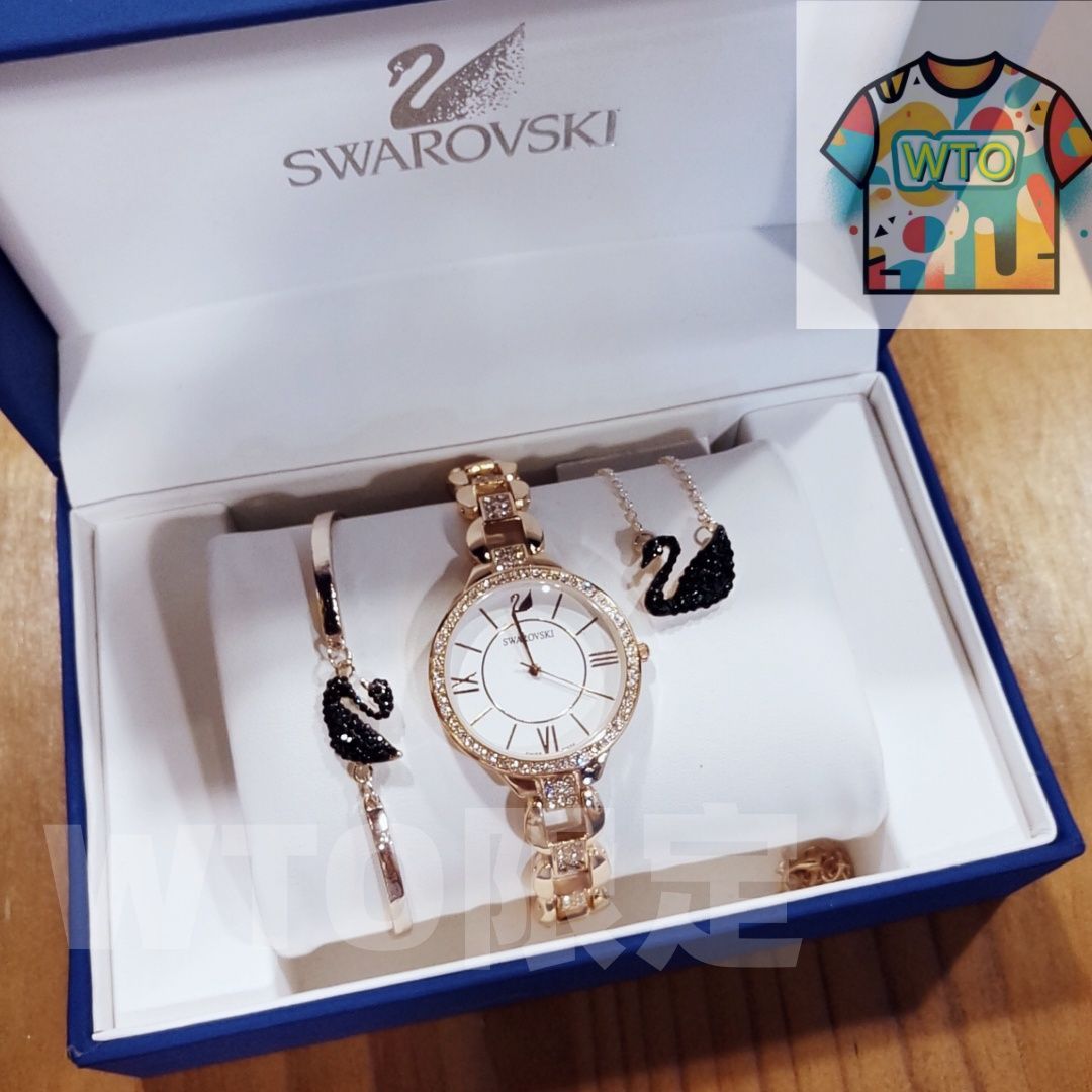 SWAROVSKI 腕時計 ネックレスセット 値下げしますた 今日特価】スワロフスキー 三件セット（腕時計＋ブレスレット＋