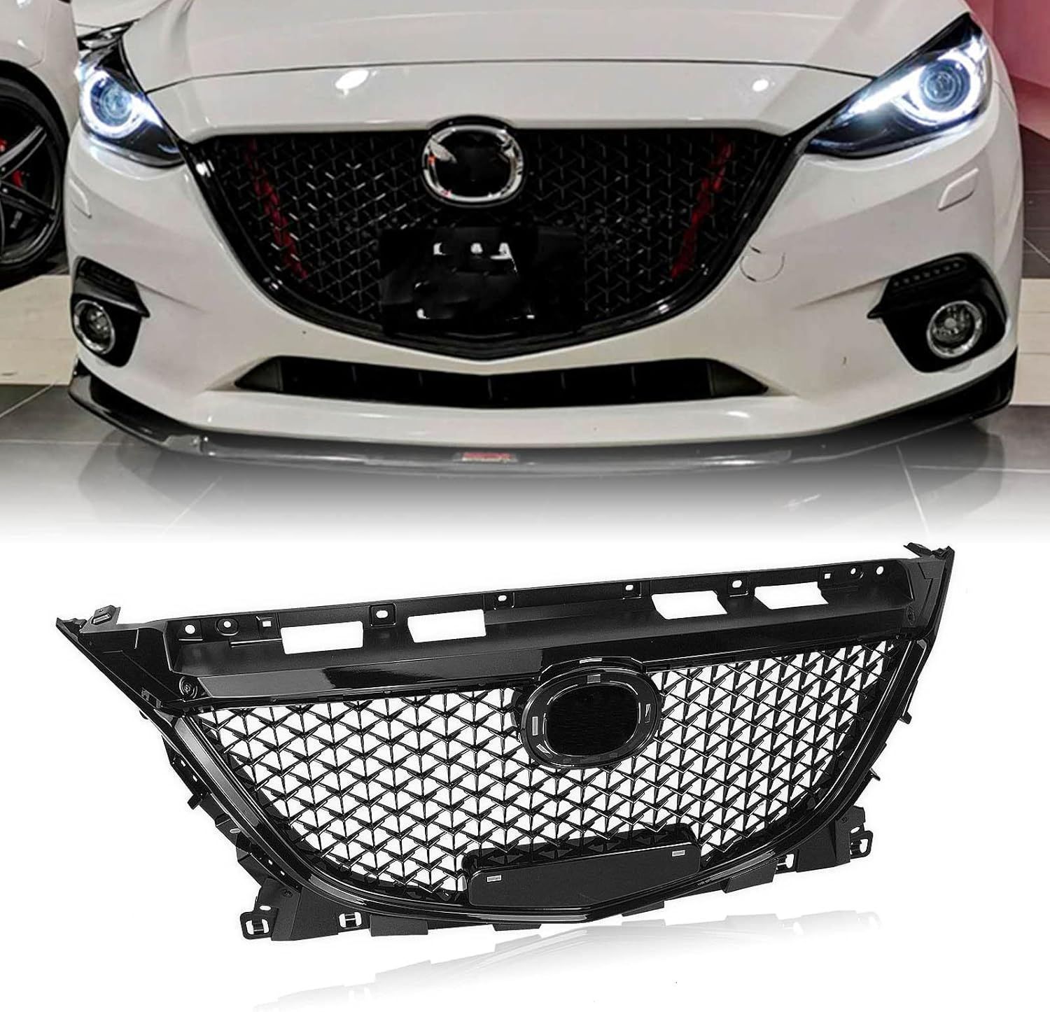 メッキハニカムグリル 車外装パーツ フロントアッパーグリル ハニカムデザイン ブラック カスタムパーツ