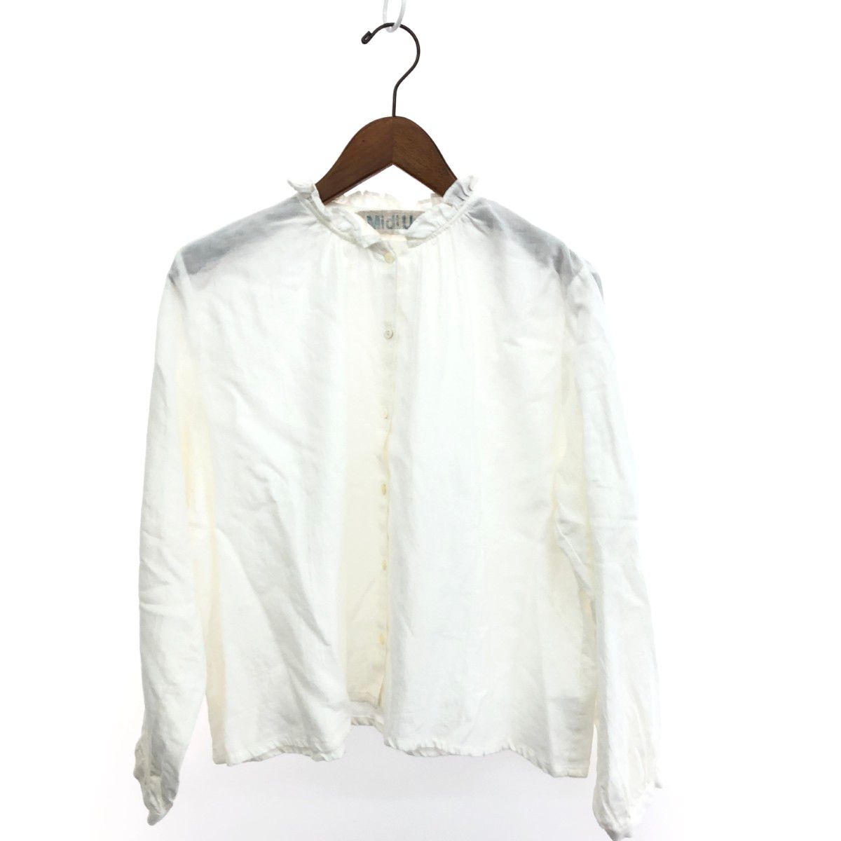 Midi-Umi ミディウミ フリルショートシャツ スタンドカラー/フリル コットンウール ホワイト レディース / 240001172251