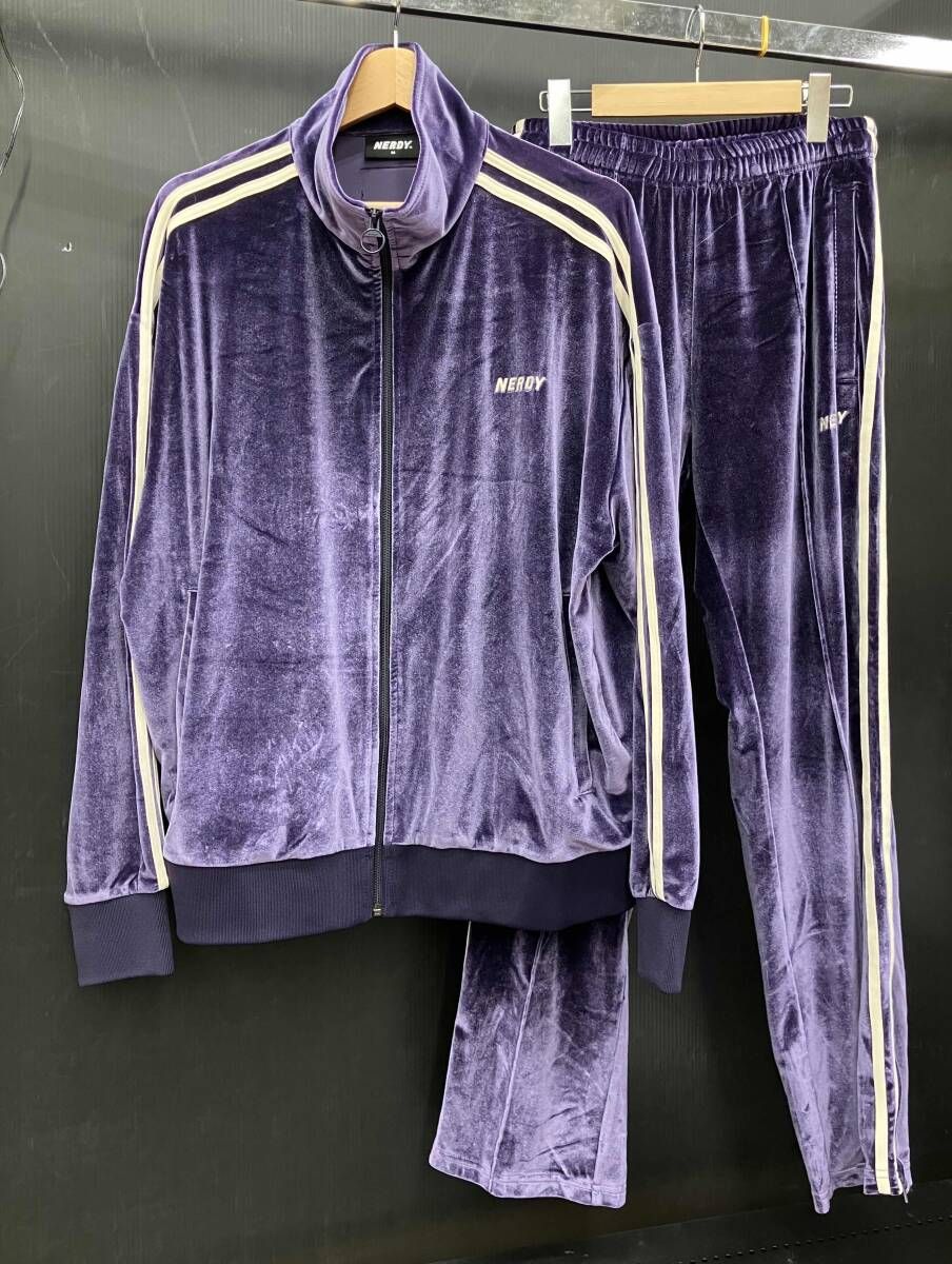 NERDY メンズM ベロア ジャージ 上下 セットアップ パープル 紫