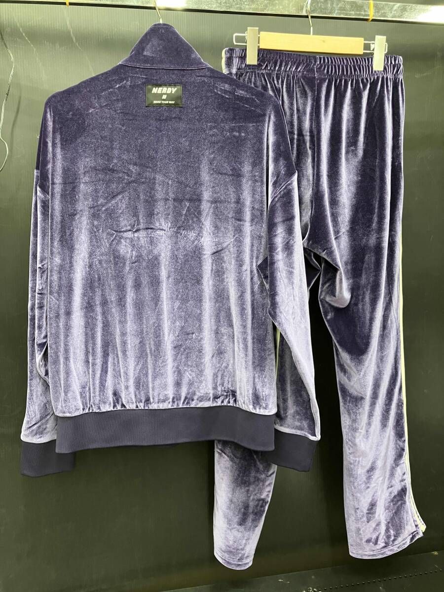 NERDY メンズM ベロア ジャージ 上下 セットアップ パープル 紫