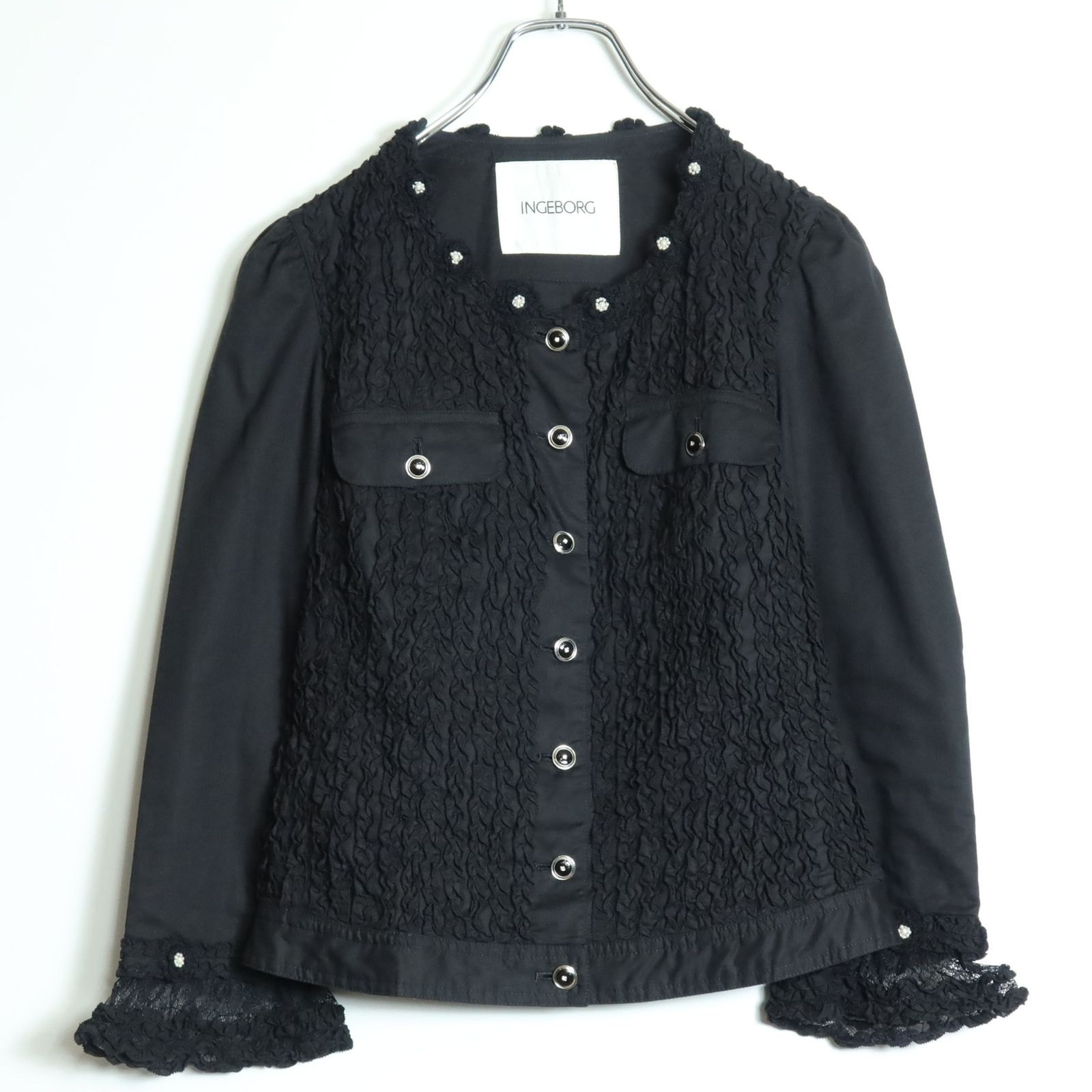⭐︎新品・未使用⭐︎ INGEBORG インゲボルグ　コーデュロイ　フリルジャケット 美品】インゲボルグ☆モチーフ付き♪フリルとレースのジャケット