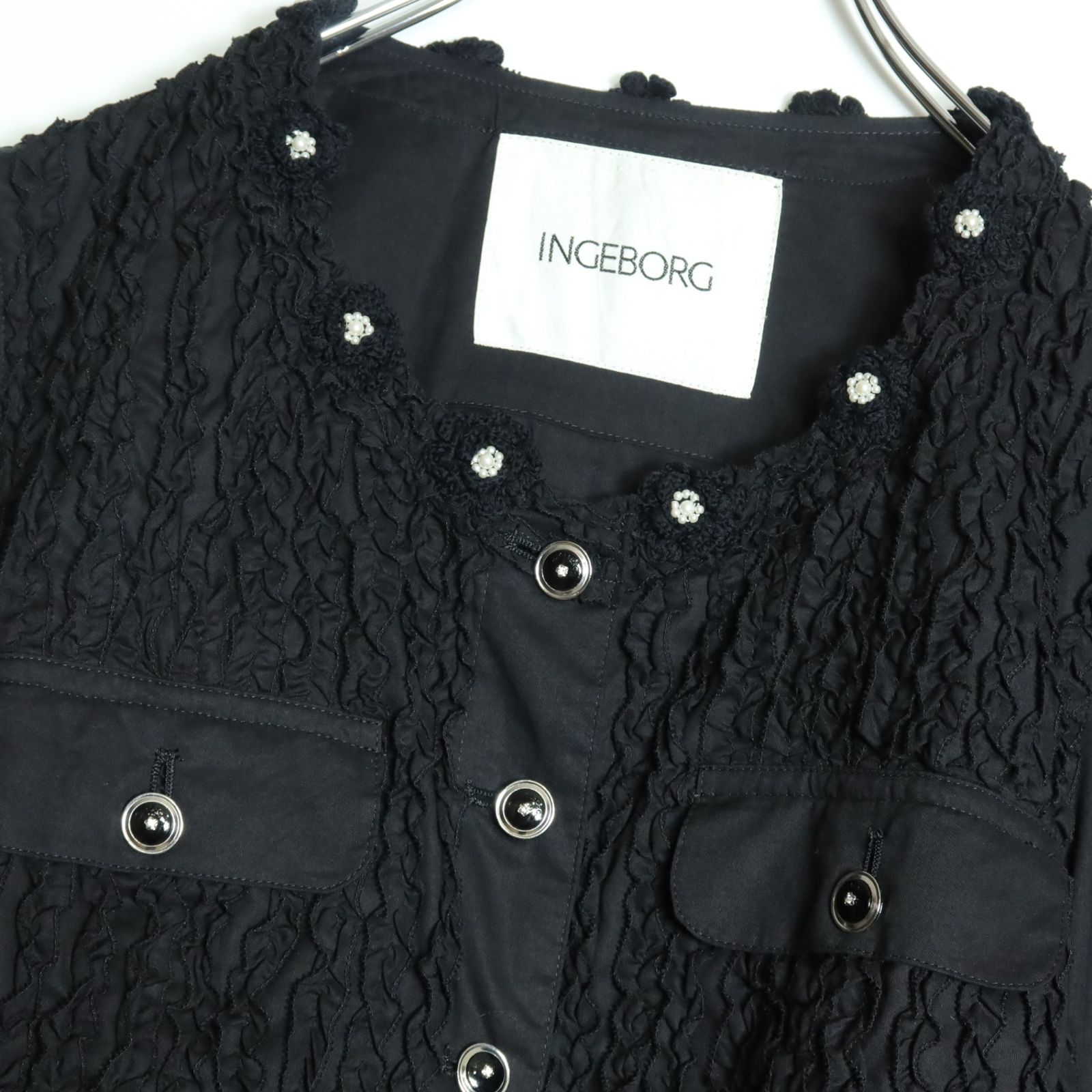 美品】インゲボルグ☆モチーフ付き♪フリルとレースのジャケット
